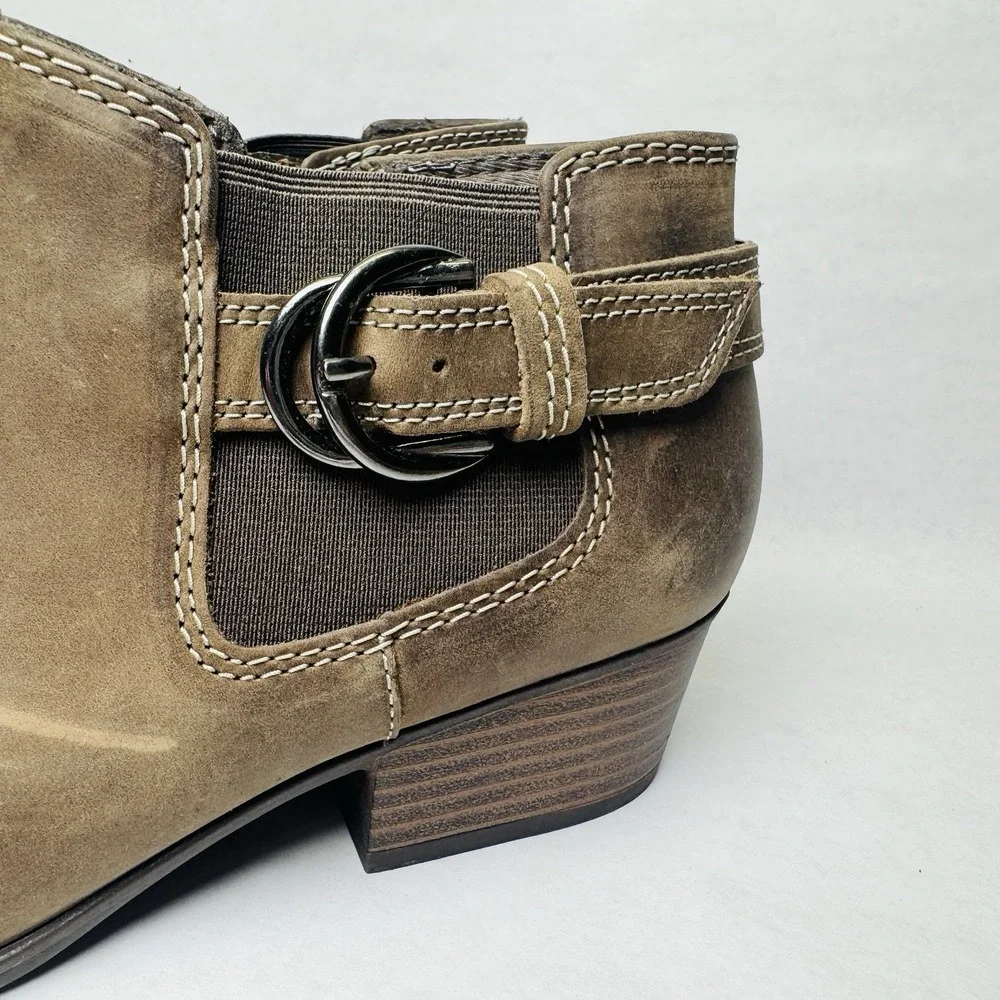 Clarks Adreena Field Ankle Boots Booties Womens Size 8 M Brown Leather‎ Side Zip